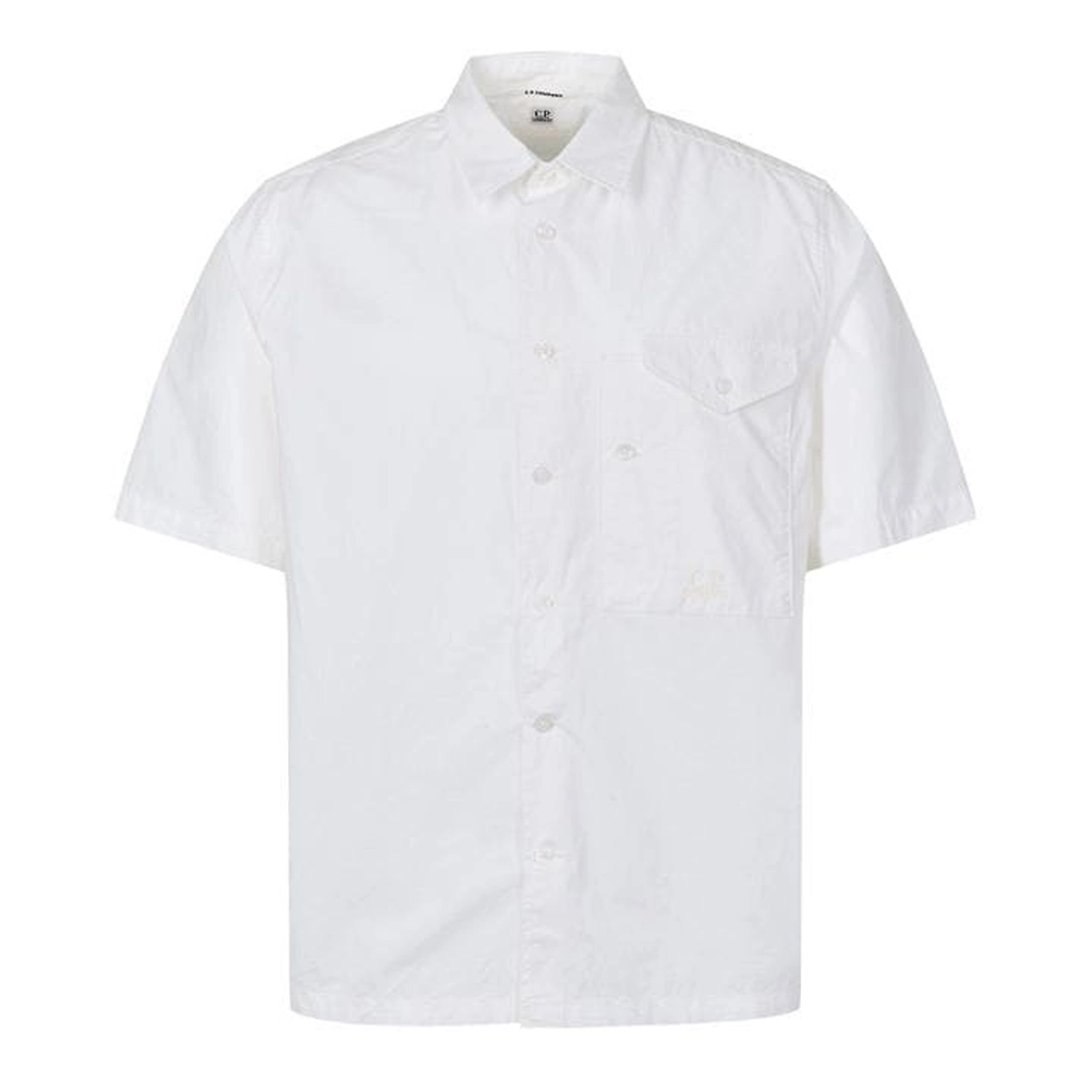 CP Company Short Sleeve Embroidered Logo Shirt - White